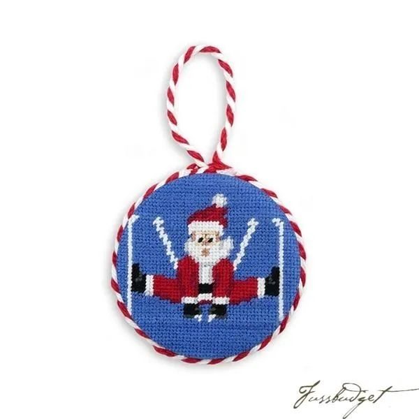 Skiing Santa Needlepoint Ornament