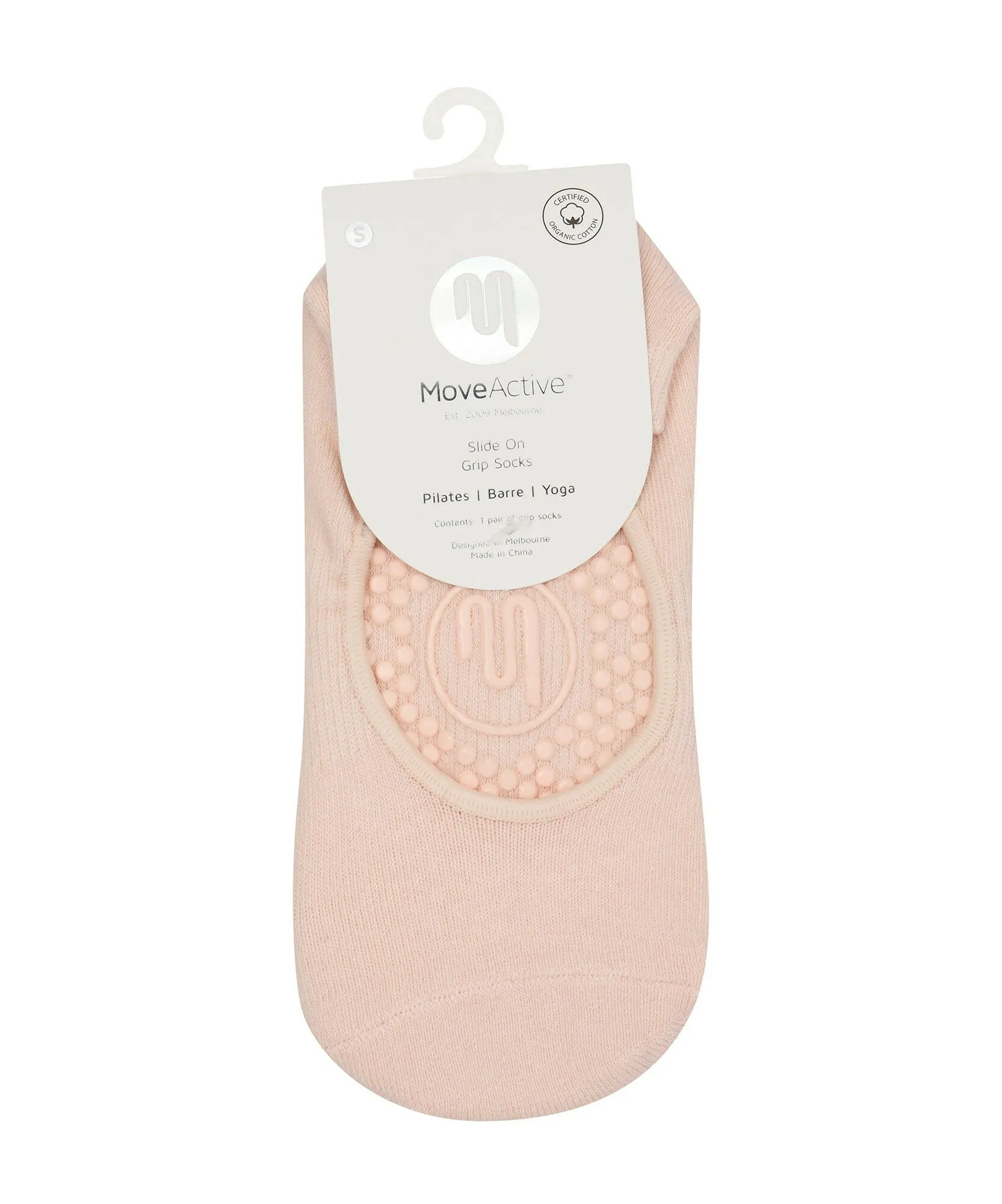 Slide On Non Slip Grip Socks - Soft Pink