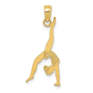 Solid 14 Yellow Gold Girl Gymnast Charm Pendant