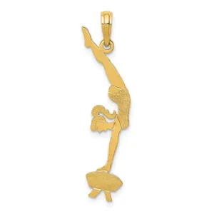Solid 14k Yellow Gold Girl Gymnast Charm Pendant
