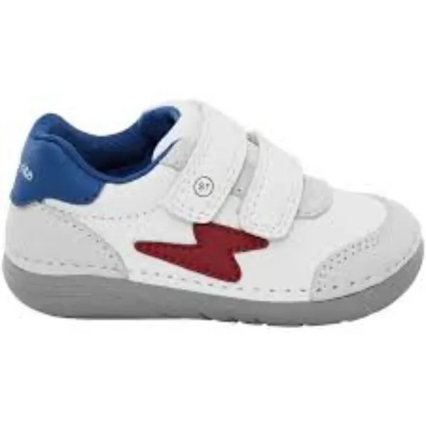 Stride Rite Boys Kennedy Infant/Toddler White/Navy Leather Shoes