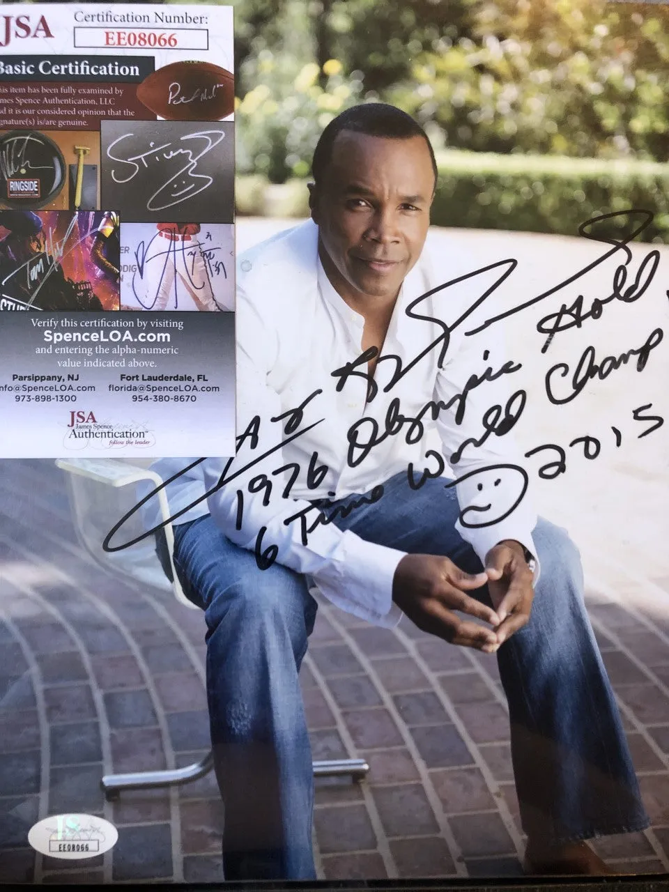 Sugar Ray Leonard Autographed 8x10 Boxing Photo Signed with Ultra inscription JSA Cert