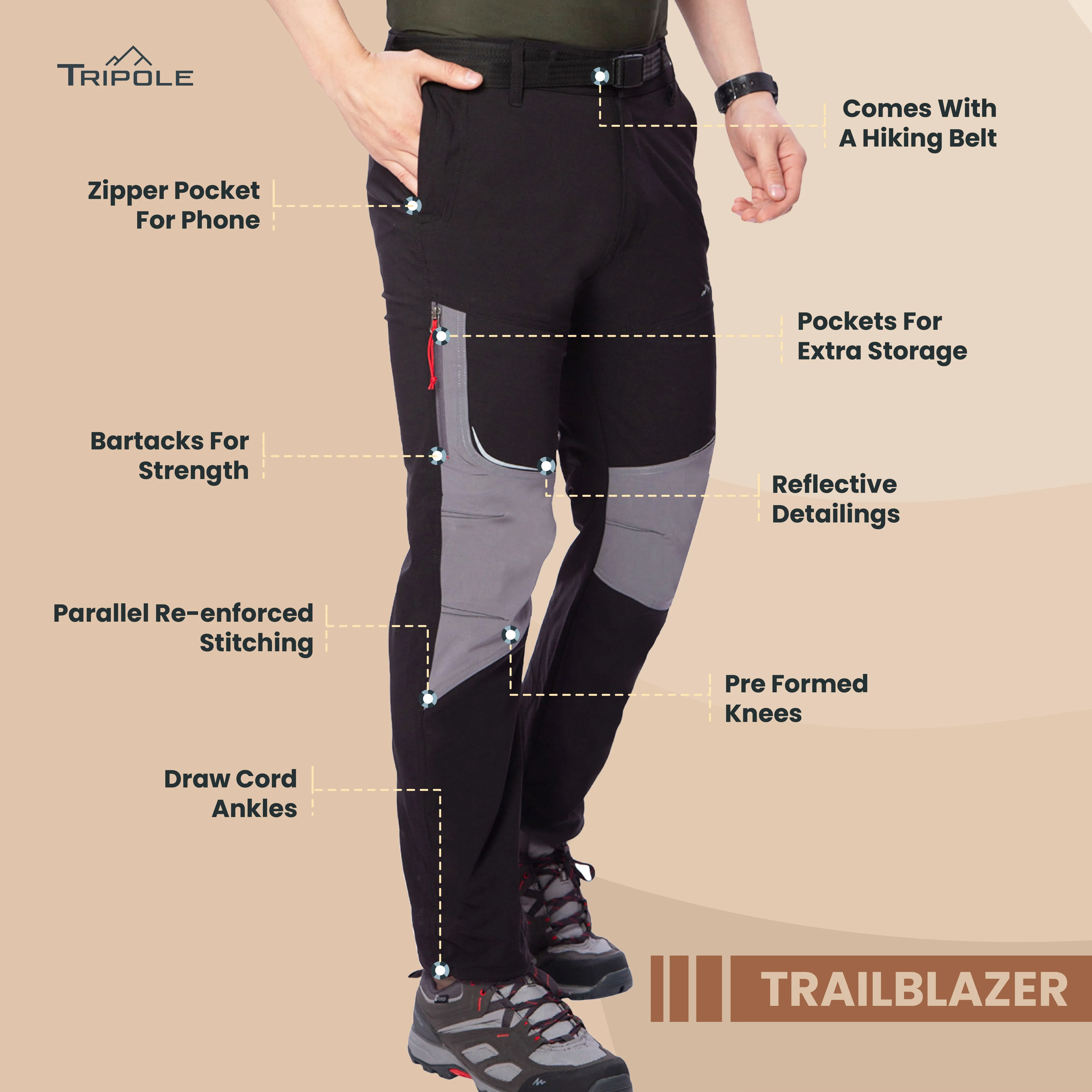 Tripole Trailblazer Trekking and Hiking Pants and Cargo for Outdoors and Travelling