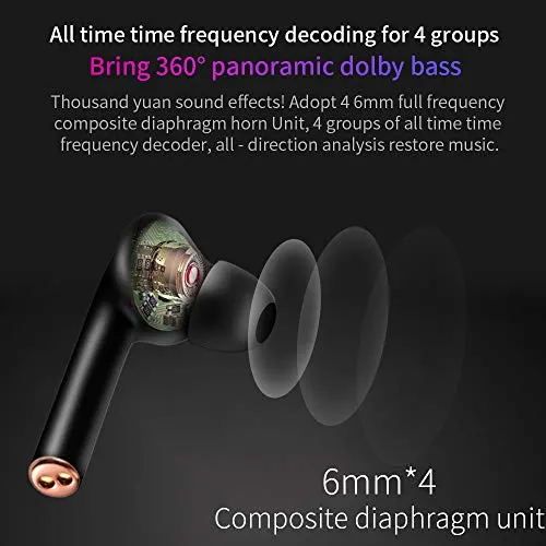 True Wireless Earbuds Bluetooth 5.2 with Led Display Charging Case Waterproof Earbuds 35 Hours Playtime Built-in Mic Earbuds HiFi Premium Sound with Deep Bass for Sport,Black