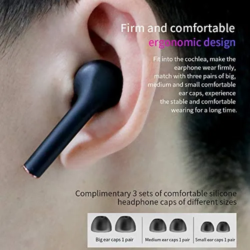 True Wireless Earbuds Bluetooth 5.2 with Led Display Charging Case Waterproof Earbuds 35 Hours Playtime Built-in Mic Earbuds HiFi Premium Sound with Deep Bass for Sport,Black