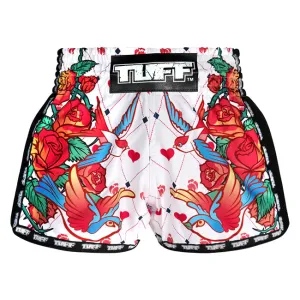 TUFF Kids Muay Thai Shorts Retro Style Rose and Birds