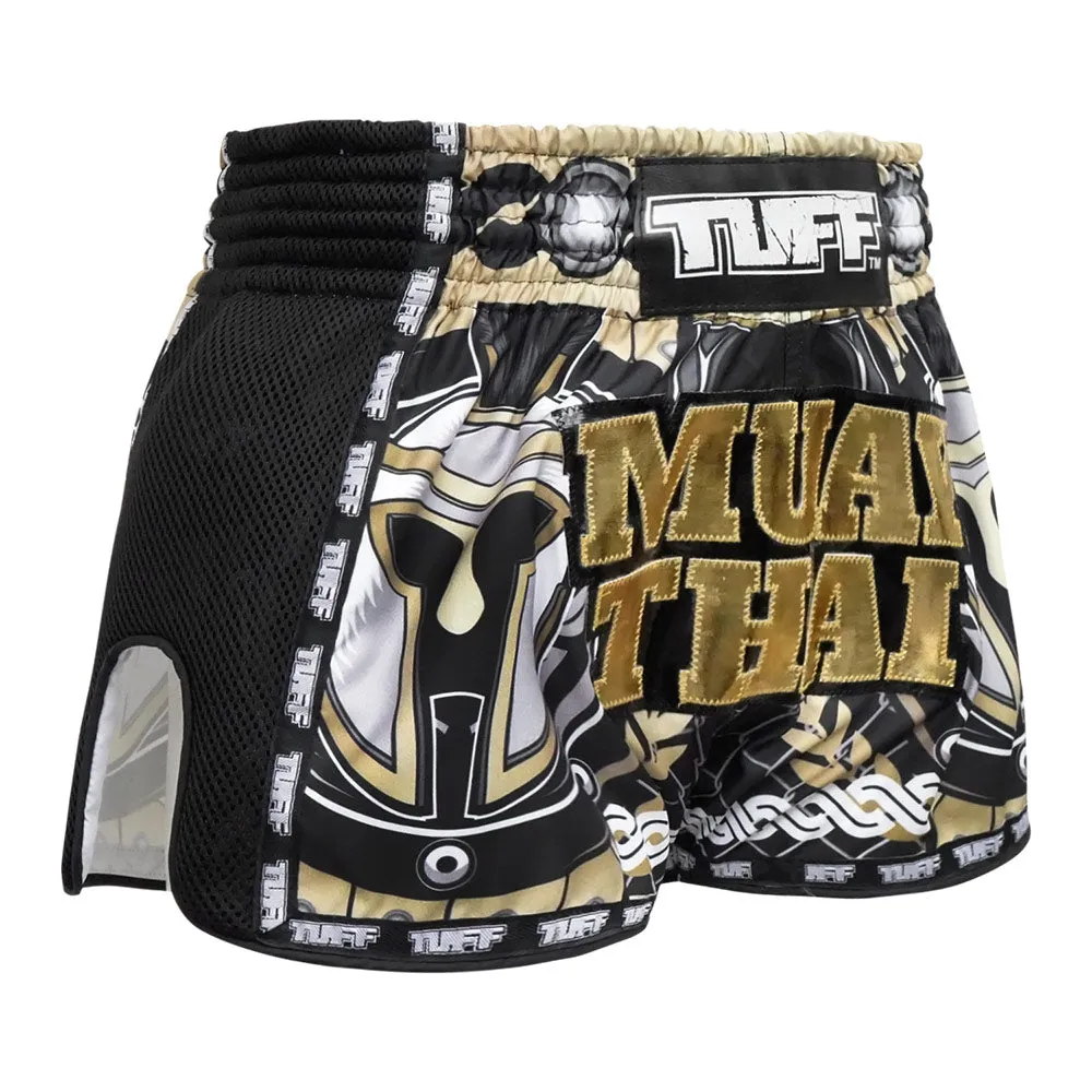 Tuff Retro Style Shorts - Black & White Muay Thai