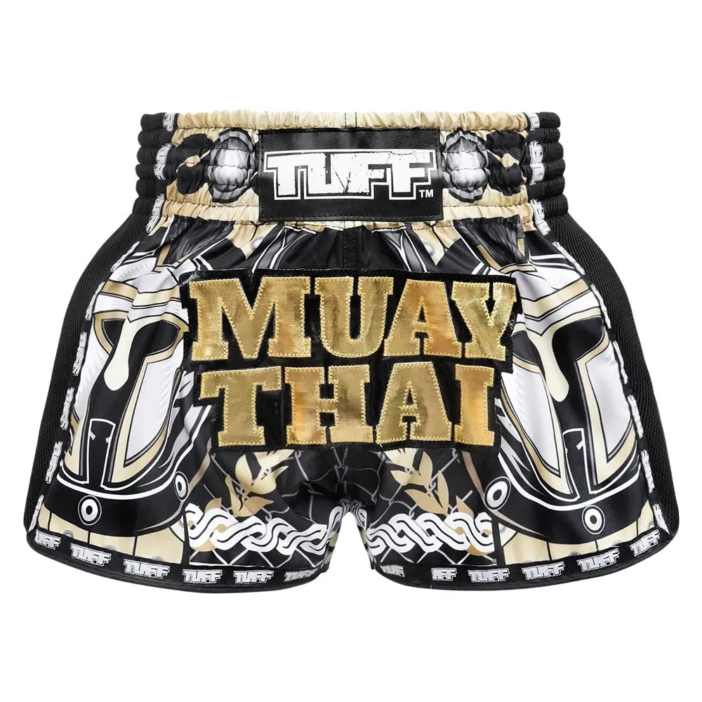Tuff Retro Style Shorts - Black & White Muay Thai