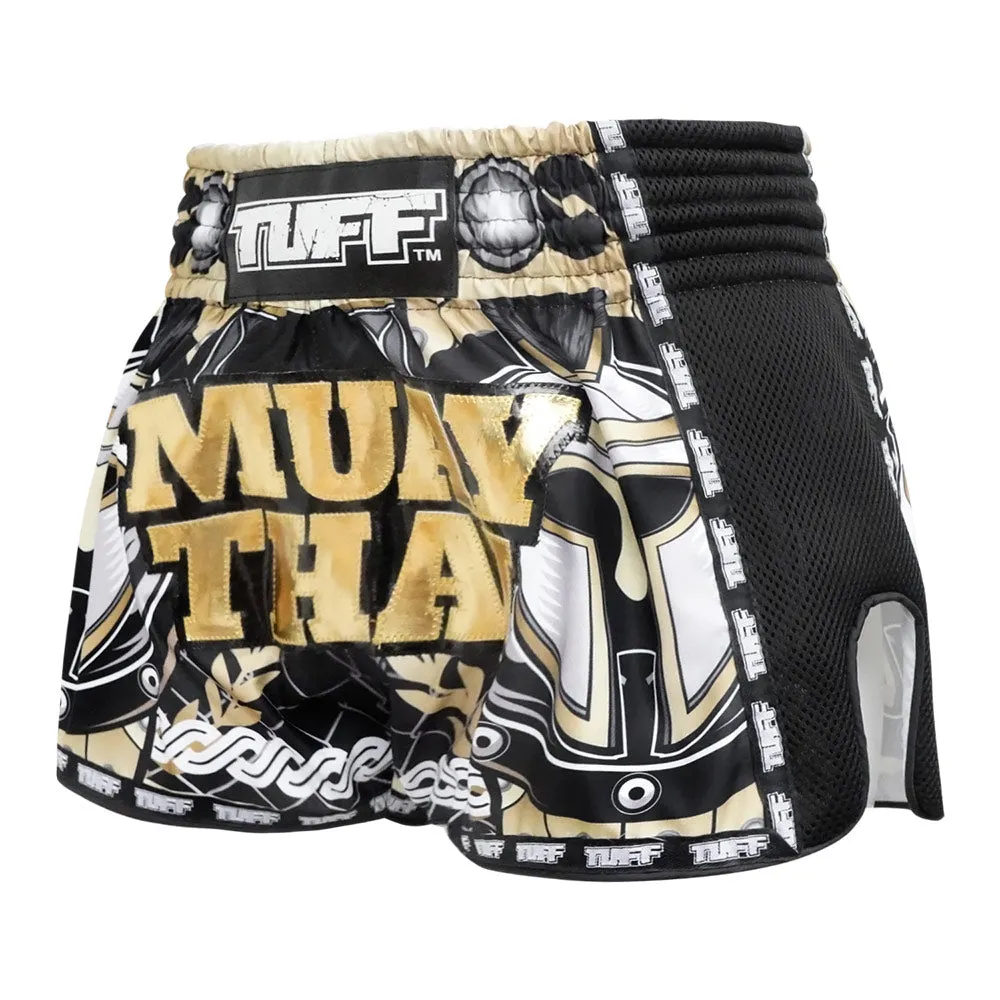 Tuff Retro Style Shorts - Black & White Muay Thai