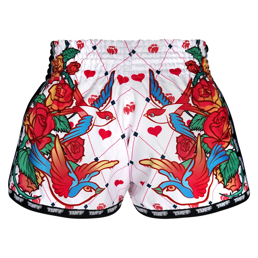 Tuff Retro Style Shorts - Rose With Birds