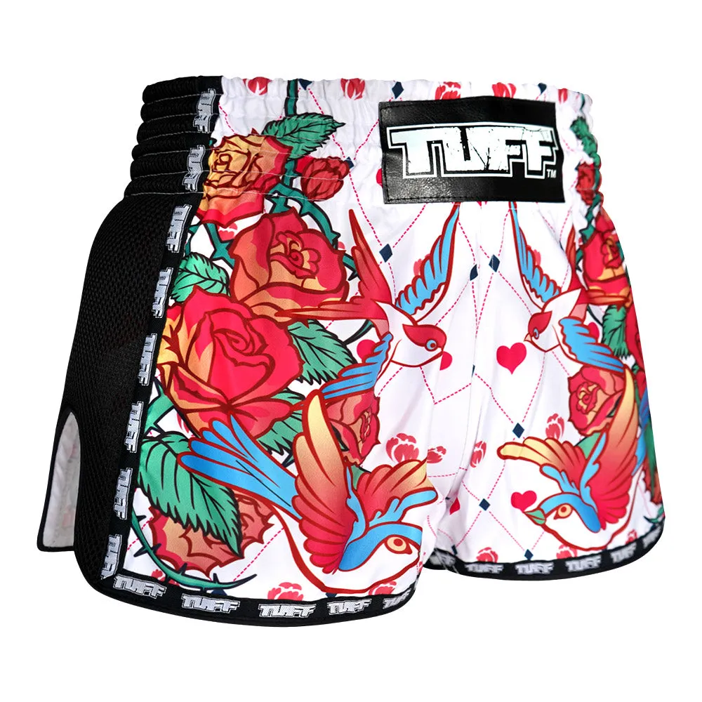 Tuff Retro Style Shorts - Rose With Birds