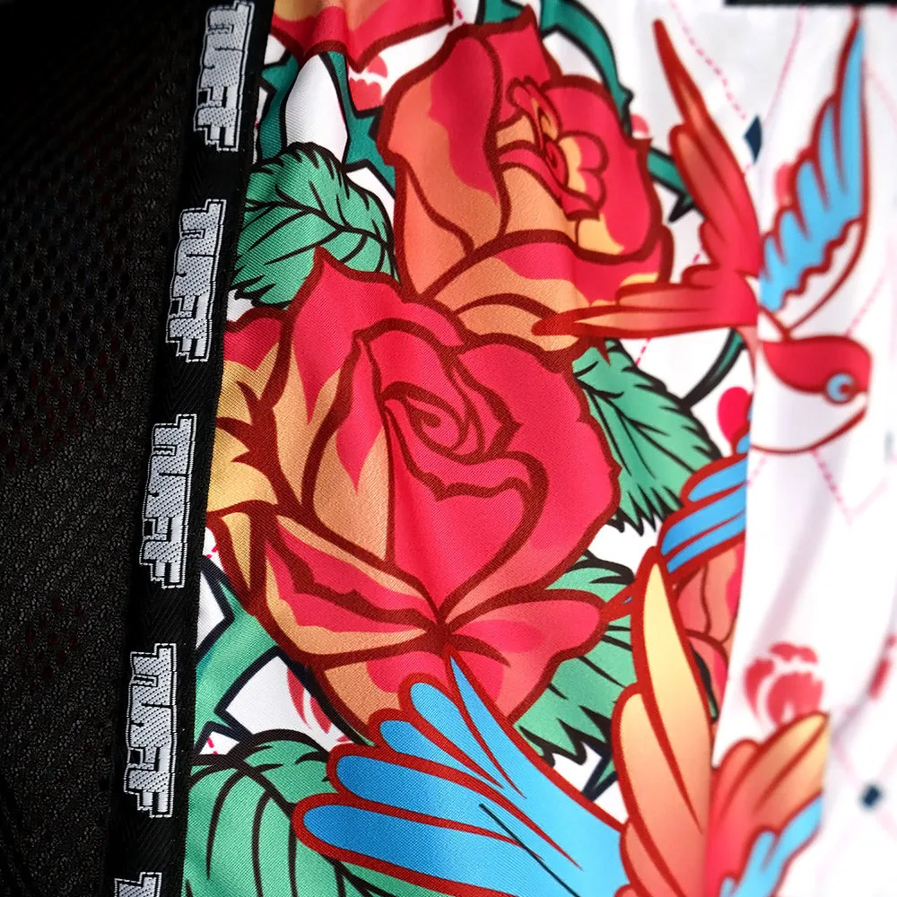 Tuff Retro Style Shorts - Rose With Birds
