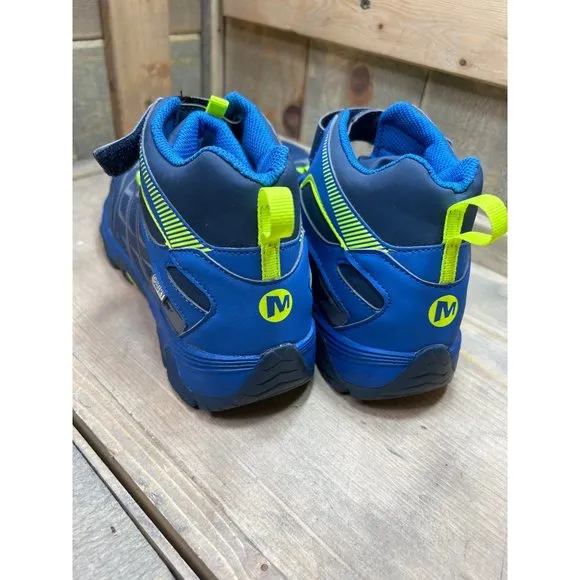 US6W Merrell Boys Moab FST Mid AC MK259189Y Blue Hiking Shoes Sneakers