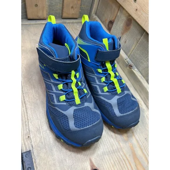US6W Merrell Boys Moab FST Mid AC MK259189Y Blue Hiking Shoes Sneakers