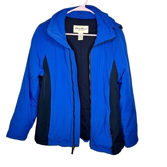Vintage Eddie Bauer Unisex Blue Hooded Insulated Heavy Winter Jacket Size Small