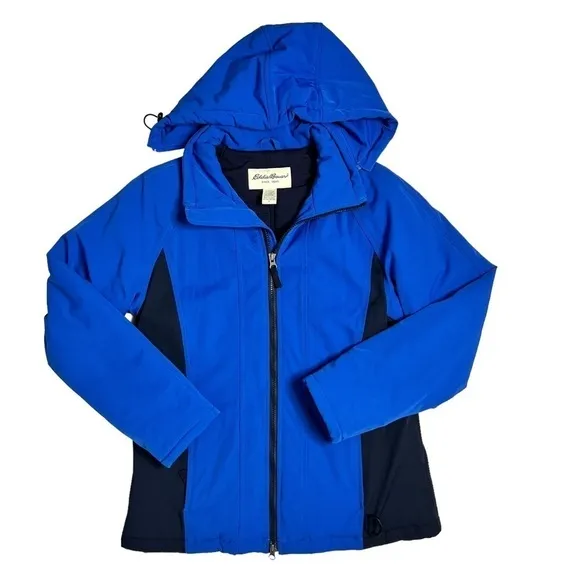 Vintage Eddie Bauer Unisex Blue Hooded Insulated Heavy Winter Jacket Size Small