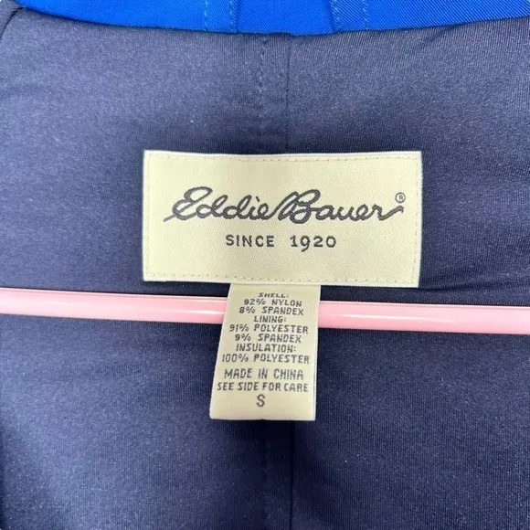 Vintage Eddie Bauer Unisex Blue Hooded Insulated Heavy Winter Jacket Size Small