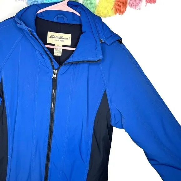 Vintage Eddie Bauer Unisex Blue Hooded Insulated Heavy Winter Jacket Size Small