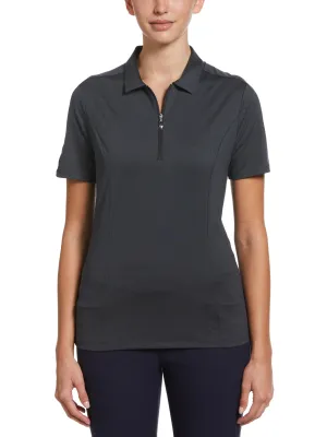 Womens Tonal Heather 1/4 Zip Polo