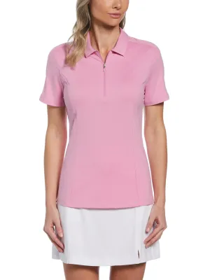 Womens Tonal Heather 1/4 Zip Polo