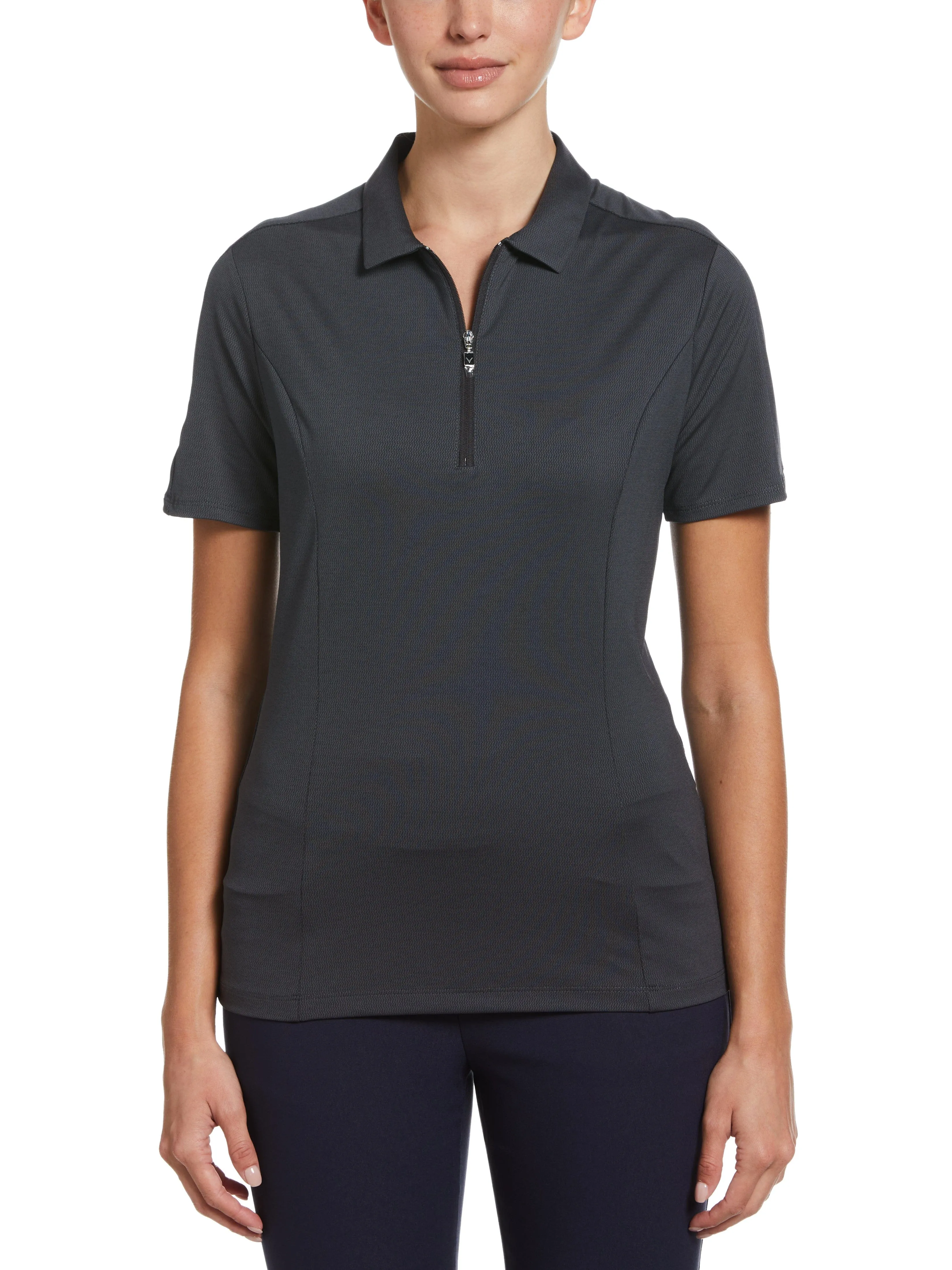 Womens Tonal Heather 1/4 Zip Polo