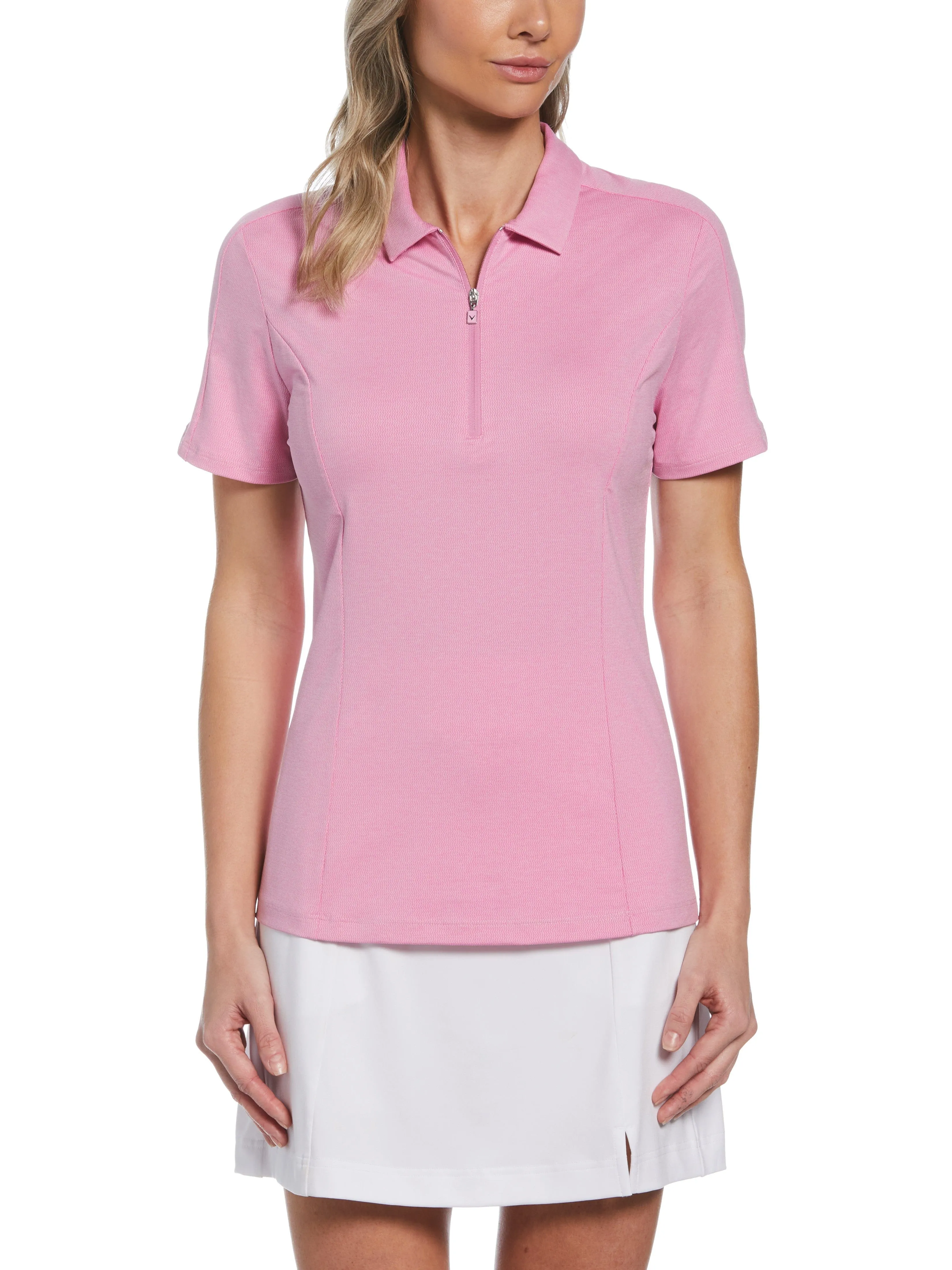 Womens Tonal Heather 1/4 Zip Polo