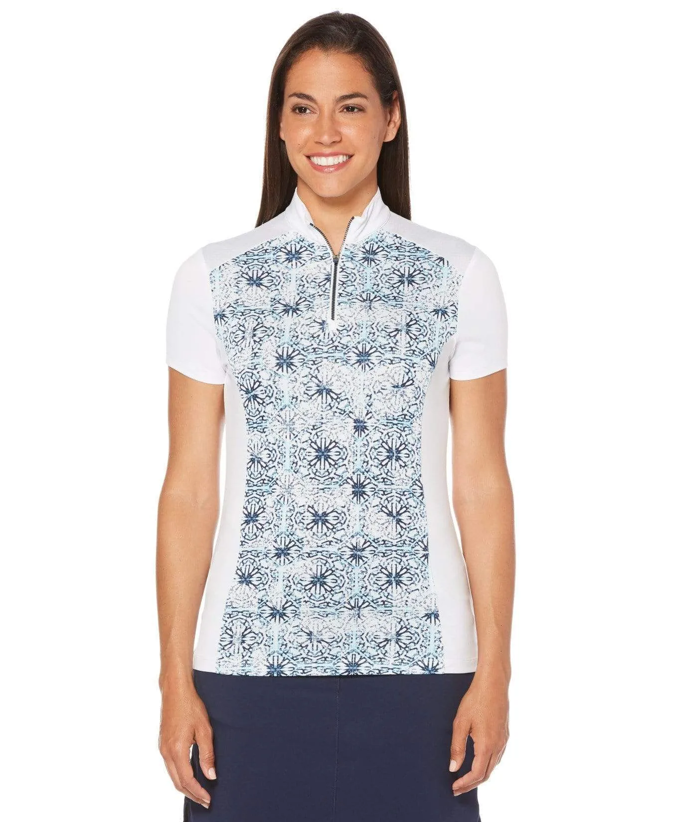 Womens Ventilated Kaleidoscope Mock Polo