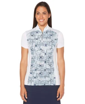 Womens Ventilated Kaleidoscope Mock Polo