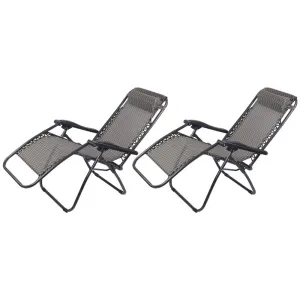 Zero Gravity Chairs Reclining Folding Camping Lounger Grey Set of 2