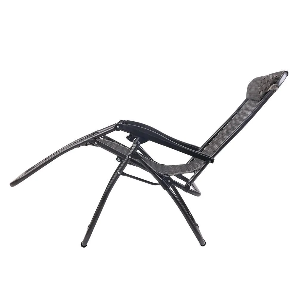 Zero Gravity Chairs Reclining Folding Camping Lounger Grey Set of 2