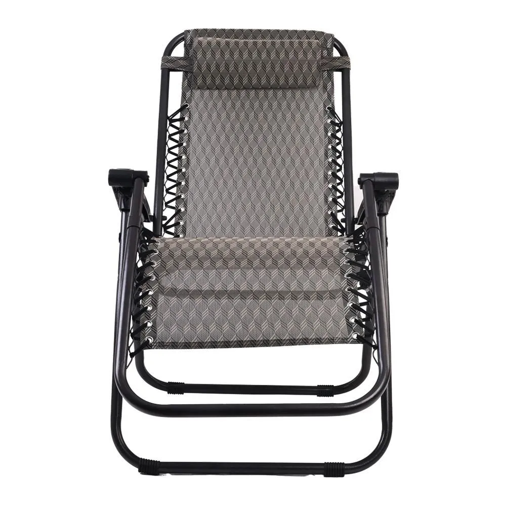 Zero Gravity Chairs Reclining Folding Camping Lounger Grey Set of 2