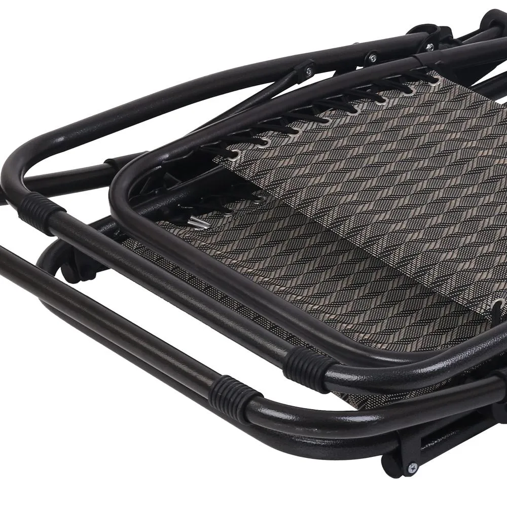 Zero Gravity Chairs Reclining Folding Camping Lounger Grey Set of 2